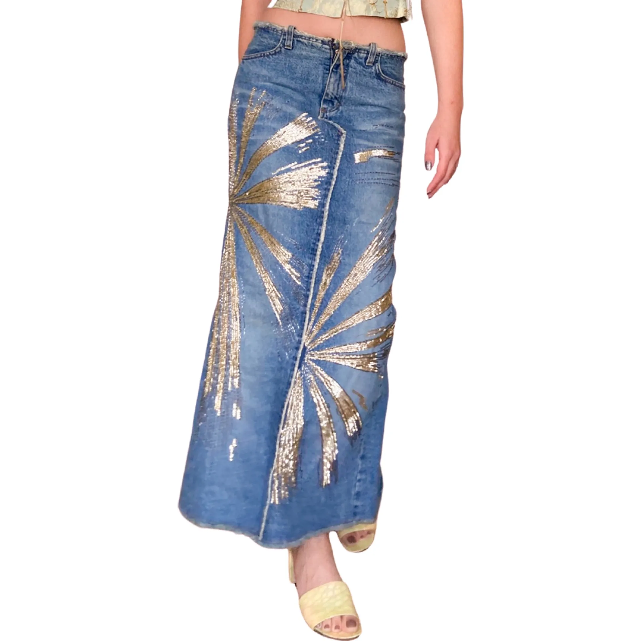 Roberto Cavalli S/S 2001 Maxi Denim Skirt