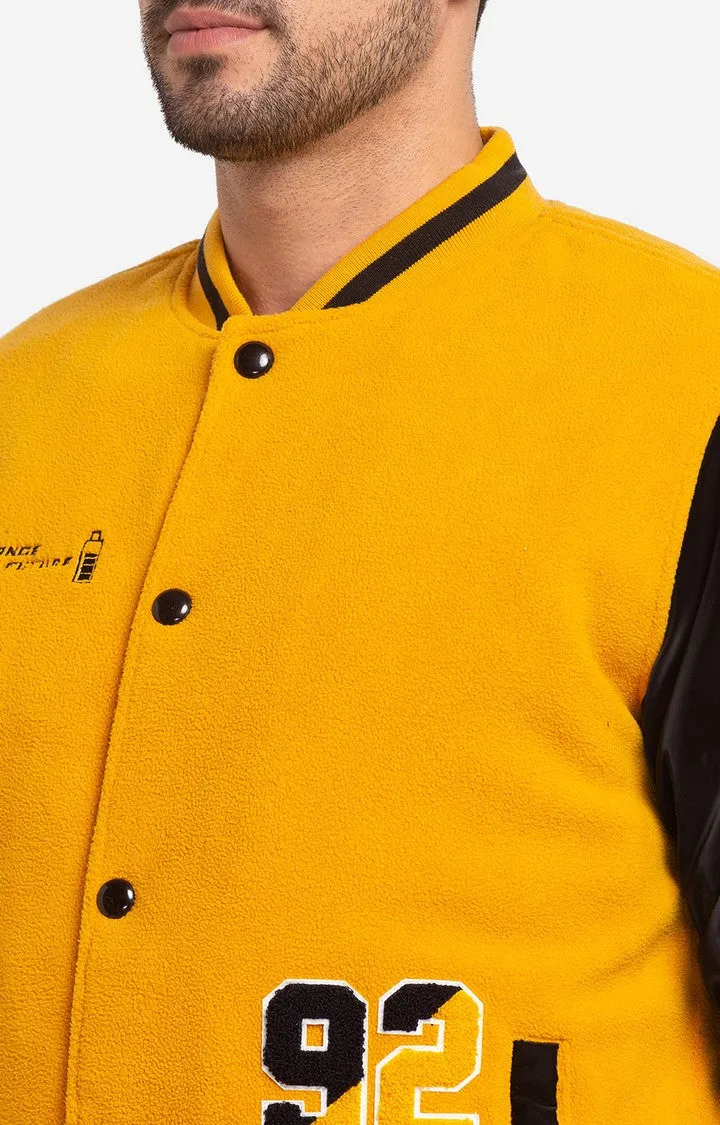 Spykar Mustard Yellow Cotton Full Sleeve Casual Jacket For Men