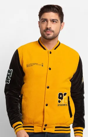 Spykar Mustard Yellow Cotton Full Sleeve Casual Jacket For Men