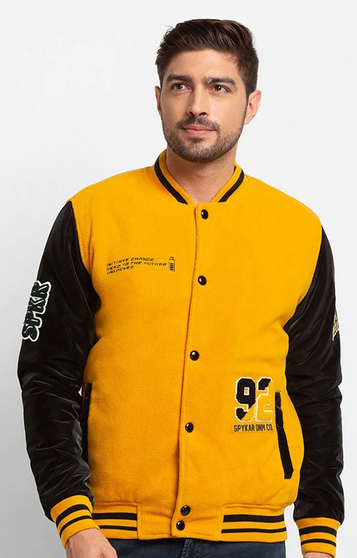 Spykar Mustard Yellow Cotton Full Sleeve Casual Jacket For Men