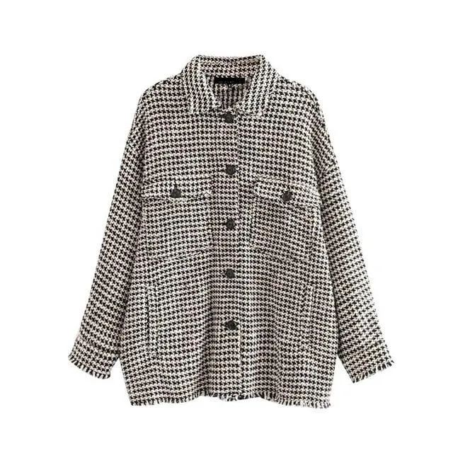 TASSEL OVERSIZED TWEED SQUARE OVERSHIRT