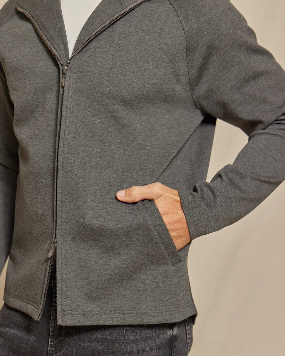 The Logan - Scuba Hooded Jacket - Charcoal/Black