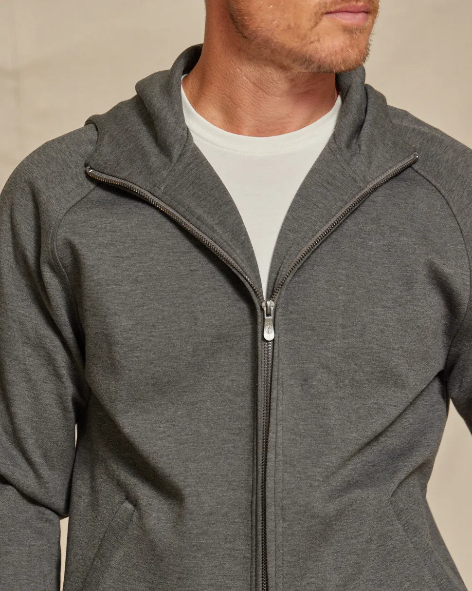 The Logan - Scuba Hooded Jacket - Charcoal/Black