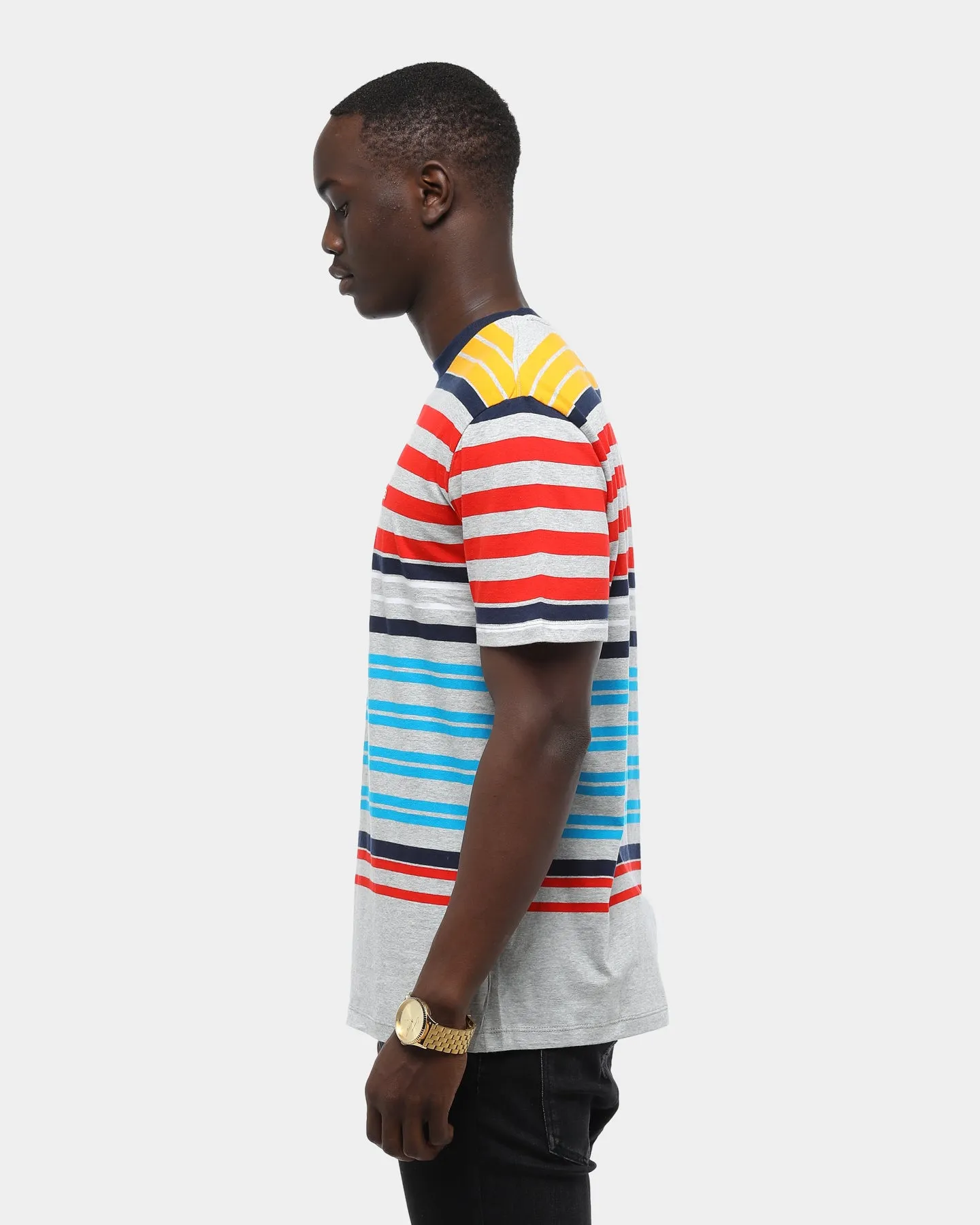 Tommy Jeans Men's TJM Multi Stripe T-Shirt Light Grey Heather/Multi