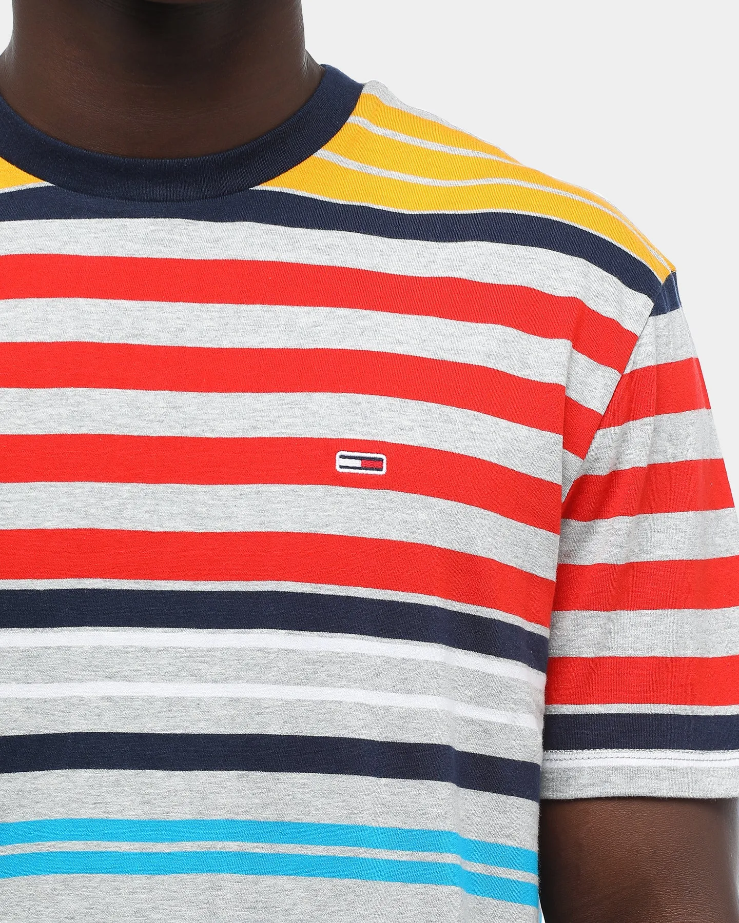 Tommy Jeans Men's TJM Multi Stripe T-Shirt Light Grey Heather/Multi