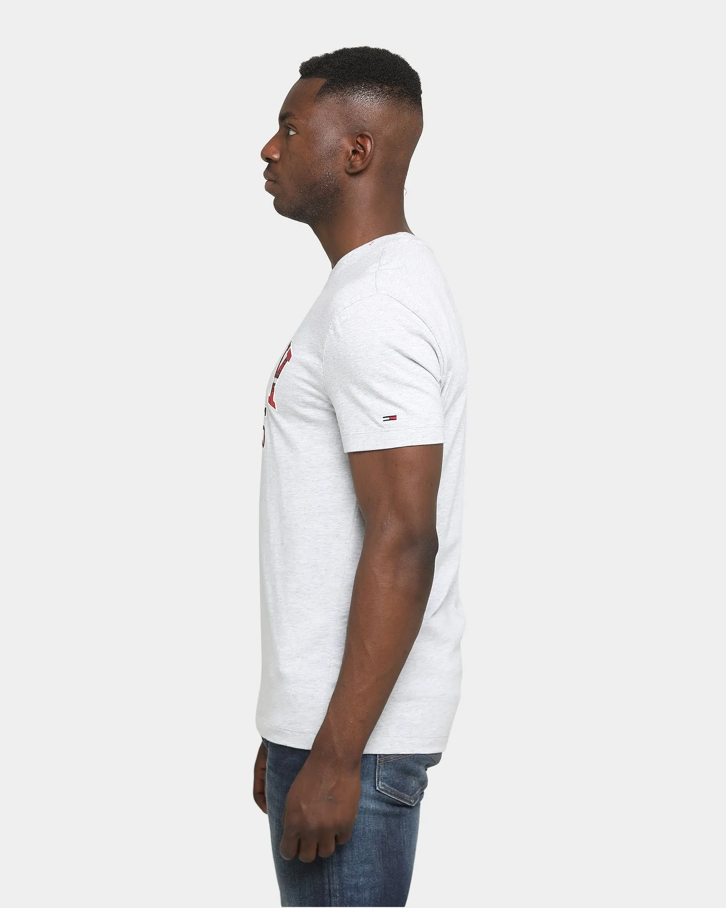 Tommy Jeans Plaid Collegiate T-Shirt Silver Grey Heather
