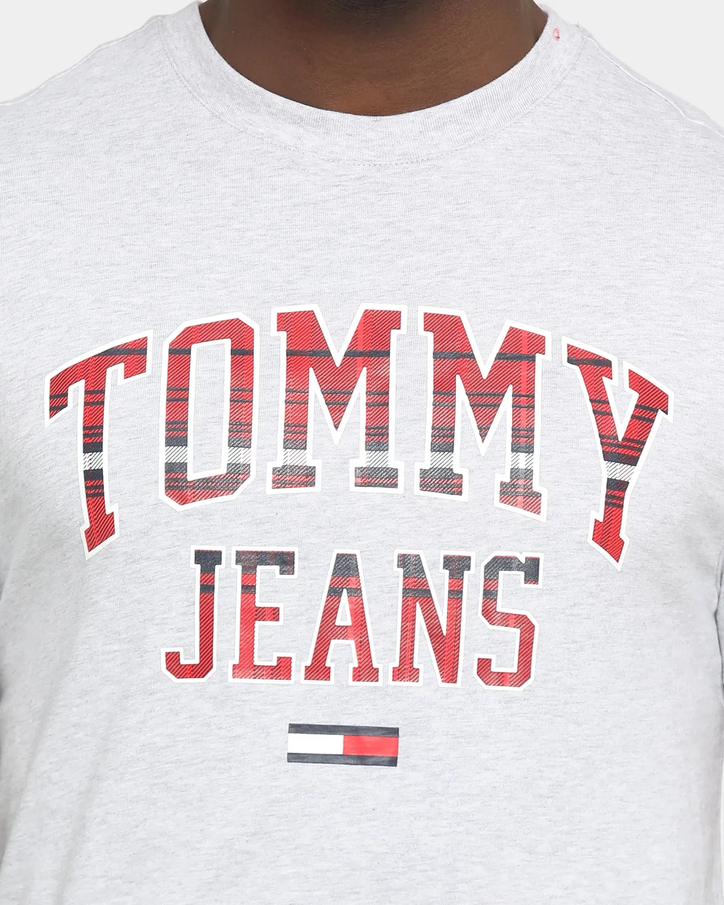 Tommy Jeans Plaid Collegiate T-Shirt Silver Grey Heather