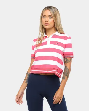 Tommy Jeans Women's TJW Bold Striped Polo Classic White/Claret Red