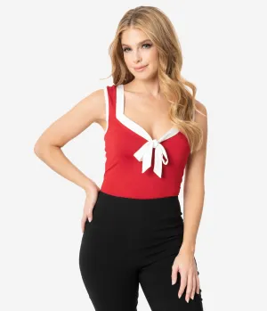 Unique Vintage Red & White Paulette Top