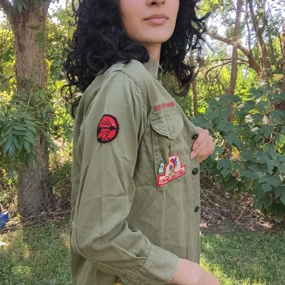 Vintage 60s 1960s | Boyscouts of American Uniform Shirt with Patches | S/M