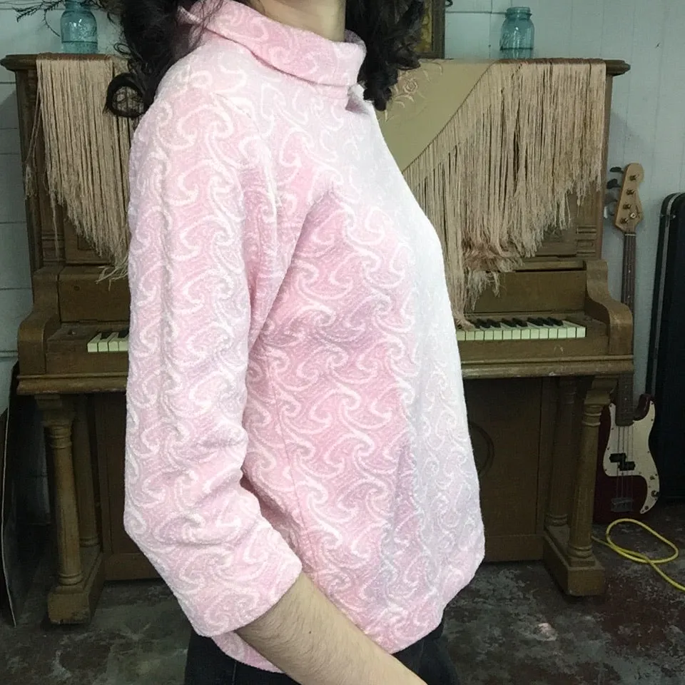 Vintage 60s 70s | Pink Mod GoGo Turtleneck Blouse Top | Size M