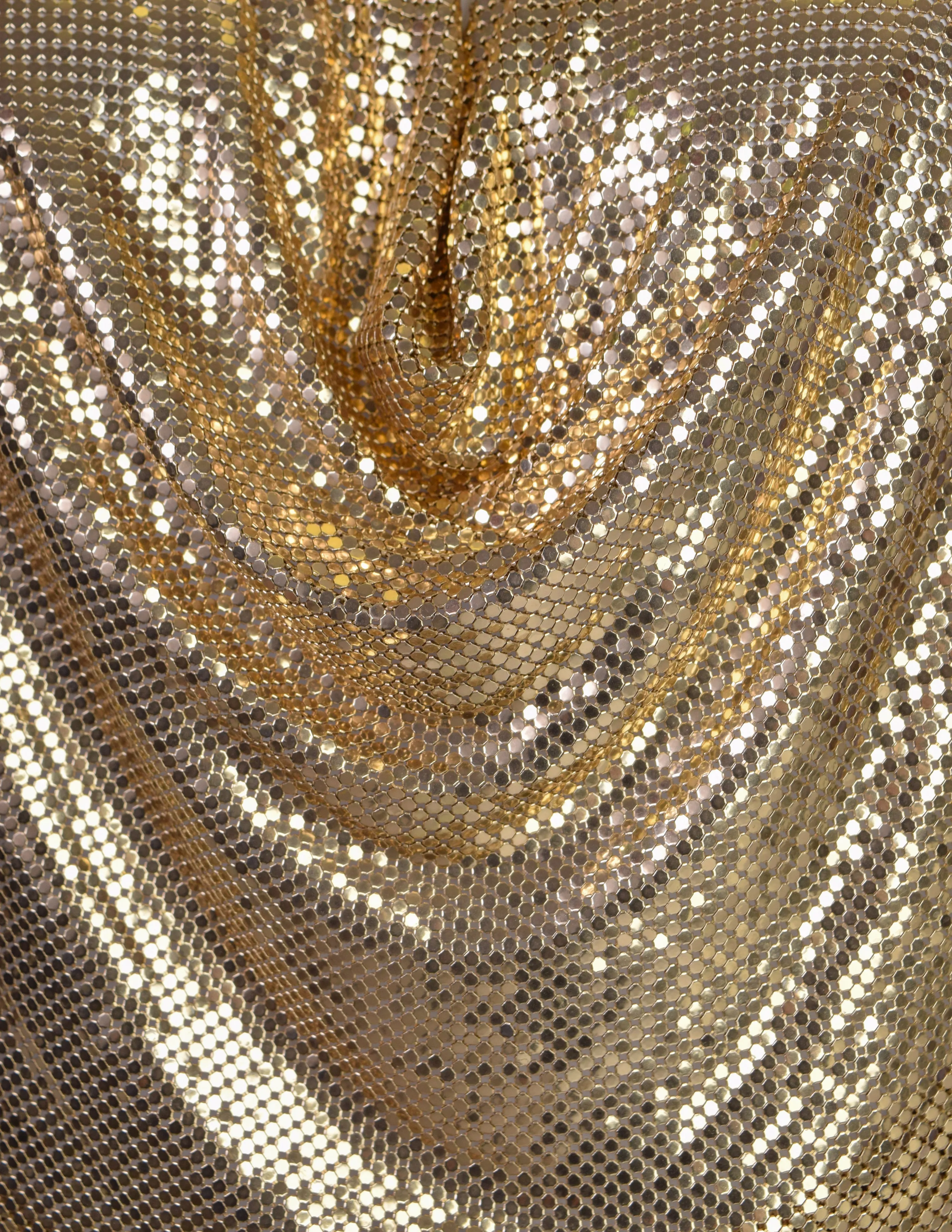 Whiting & Davis Vintage Gold Metal Mesh Halter Top
