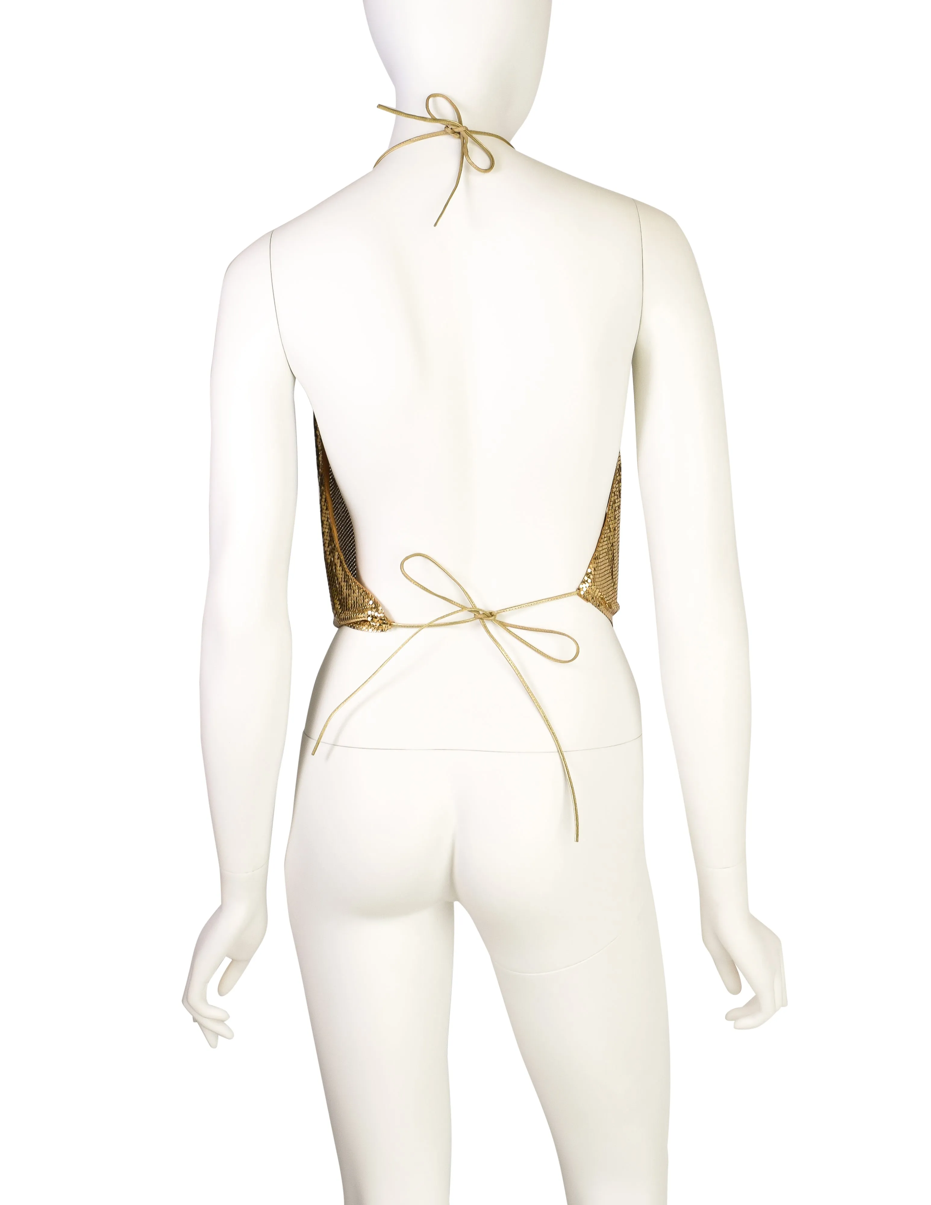 Whiting & Davis Vintage Gold Metal Mesh Halter Top