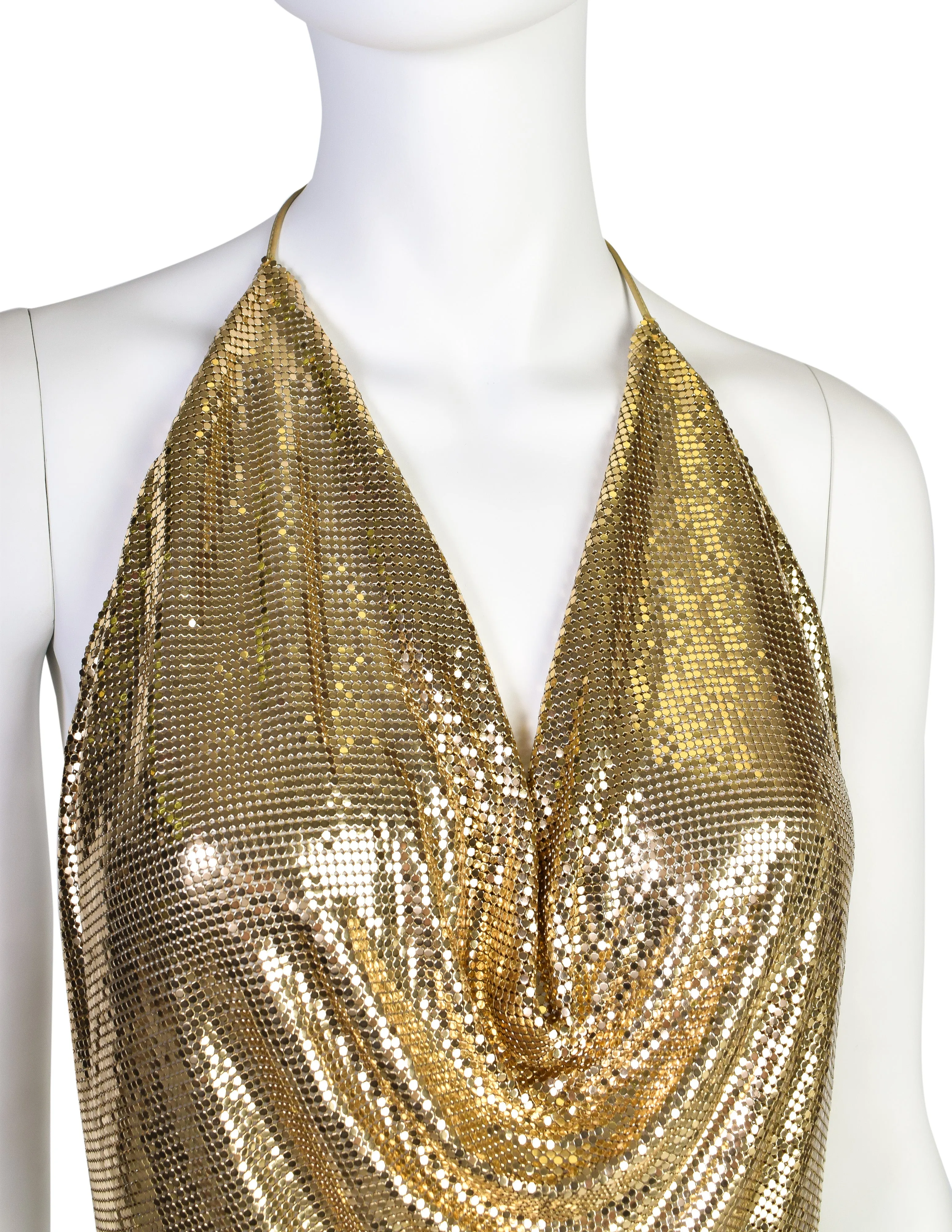 Whiting & Davis Vintage Gold Metal Mesh Halter Top