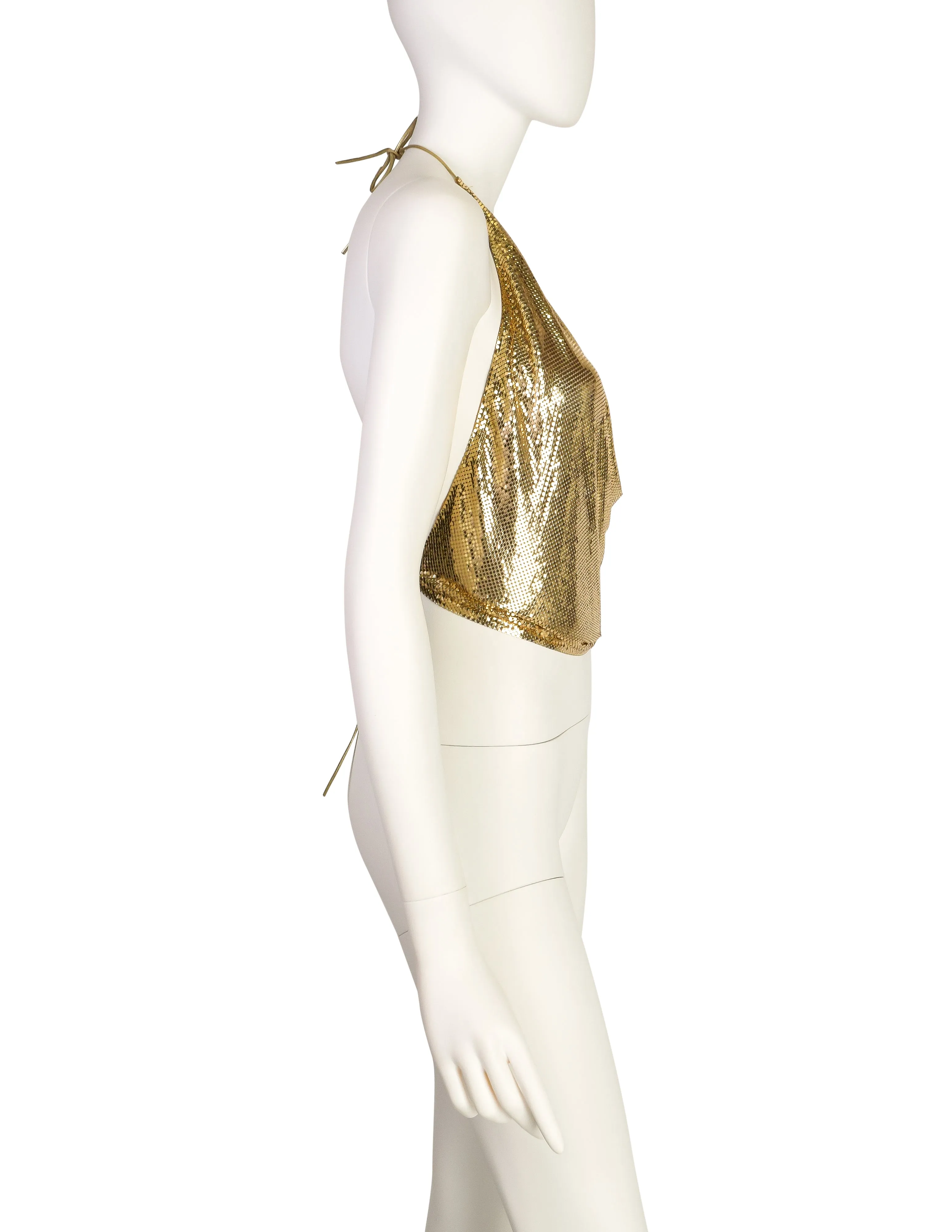 Whiting & Davis Vintage Gold Metal Mesh Halter Top