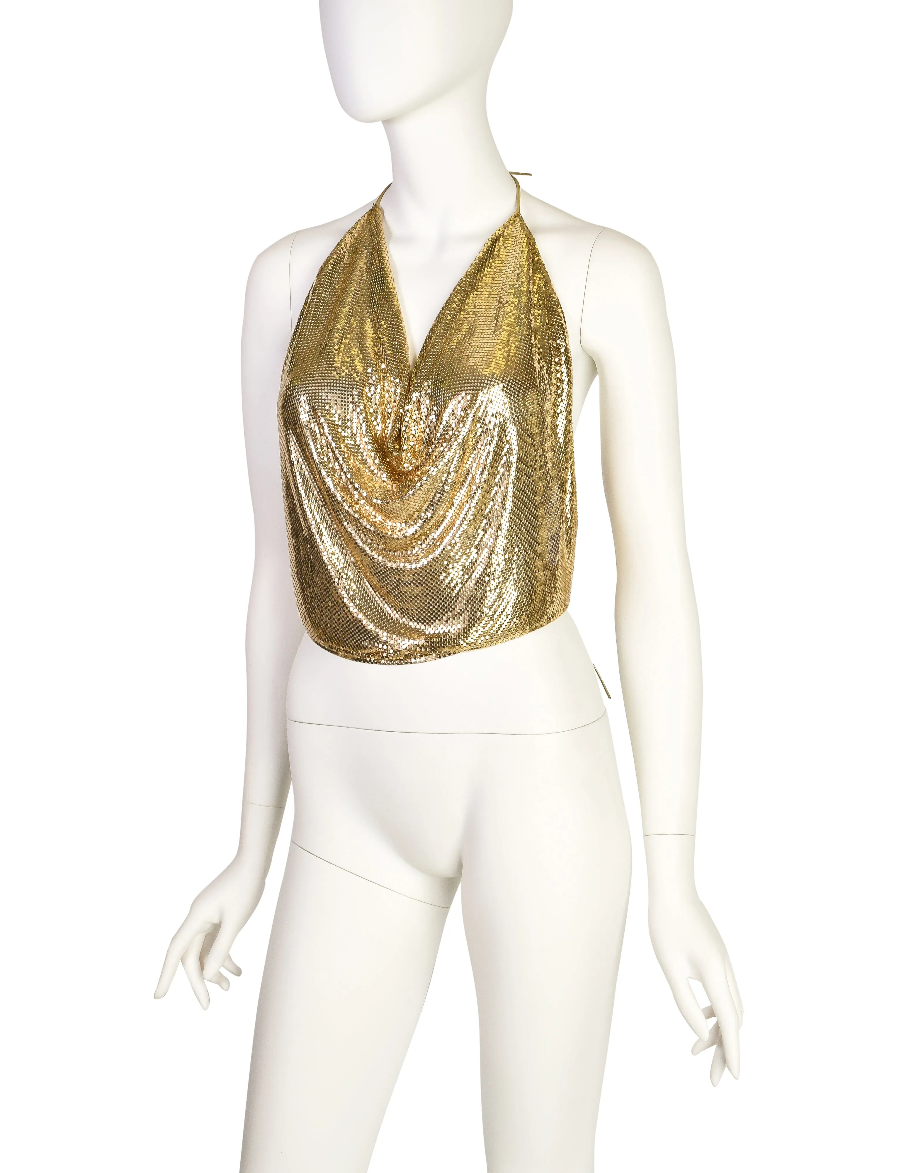 Whiting & Davis Vintage Gold Metal Mesh Halter Top
