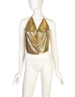 Whiting & Davis Vintage Gold Metal Mesh Halter Top