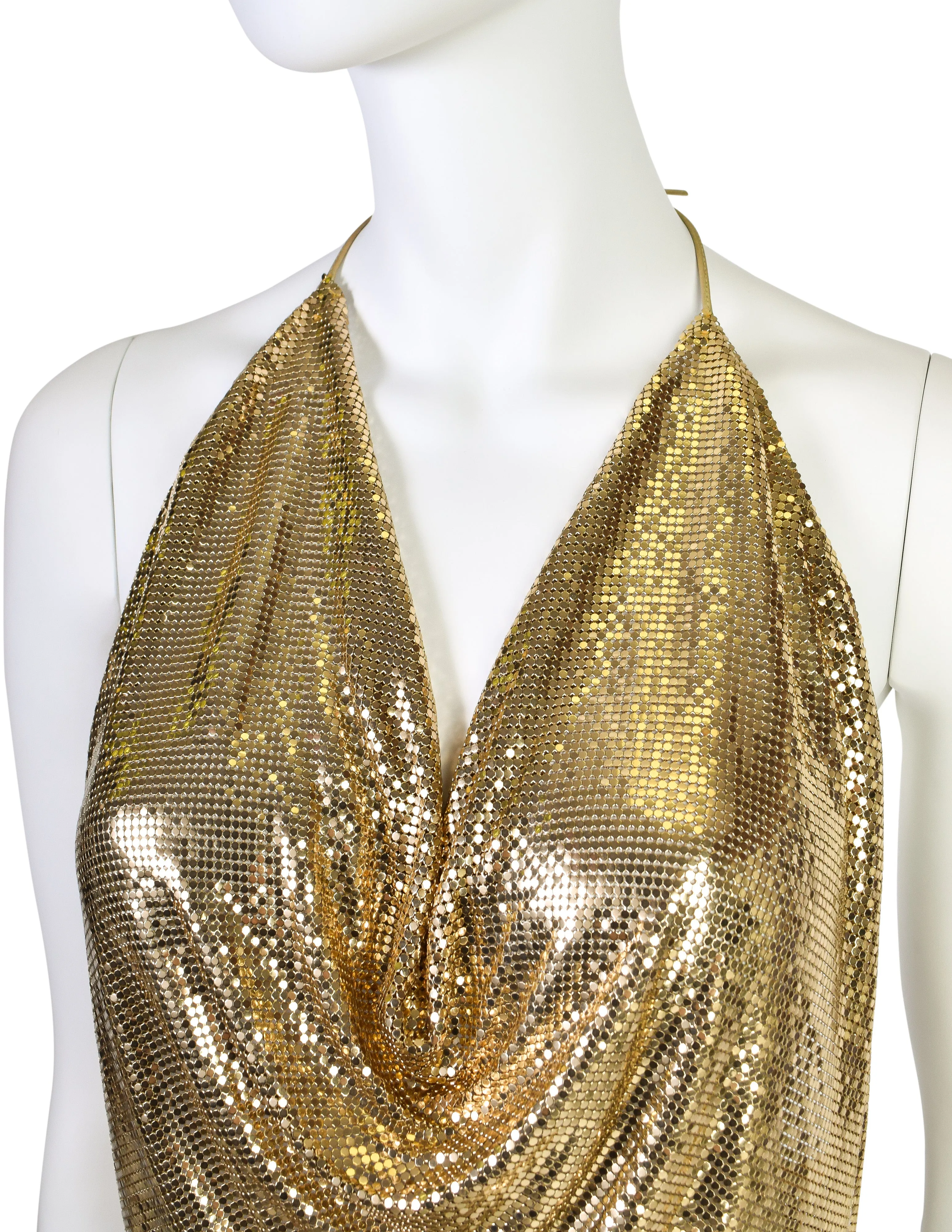 Whiting & Davis Vintage Gold Metal Mesh Halter Top