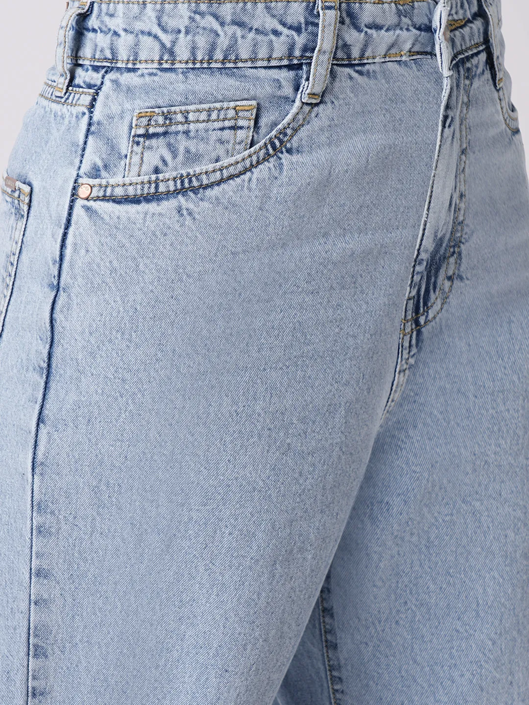 Women Light Blue High-Rise Wide Leg Jeans
