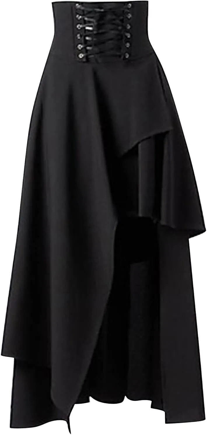 Womens Skirts Women's Gothic Clothing Vintage Black Lace Skirts Beach Skirt Mini Skirt Spring Dresses Midi Ruched